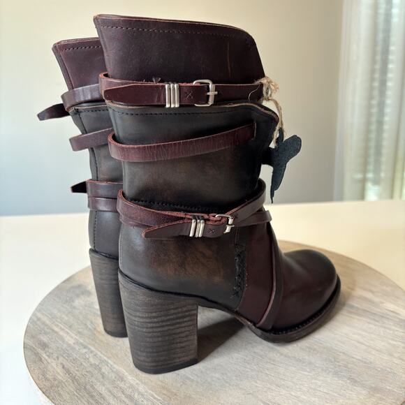 NEW NIB Freebird Baker Boots Women’s 8 Brown Distressed Leather Ankle Booties - Picture 7 of 14